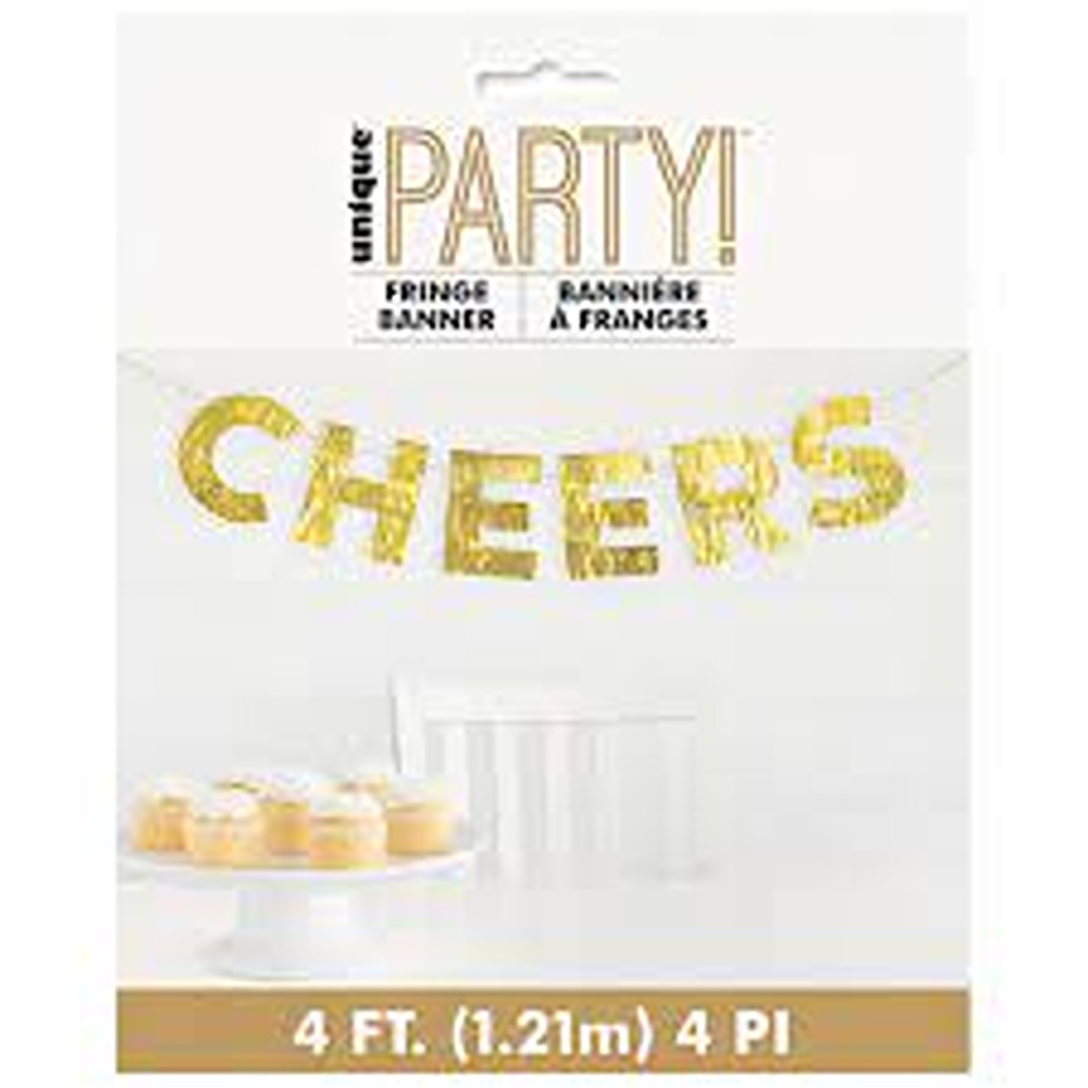 4ft CHEERS Gold Fringe Banner - 28184