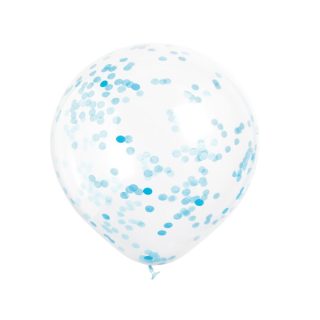 Clear Latex Balloons with Powder Blue Confetti 12", 6ct