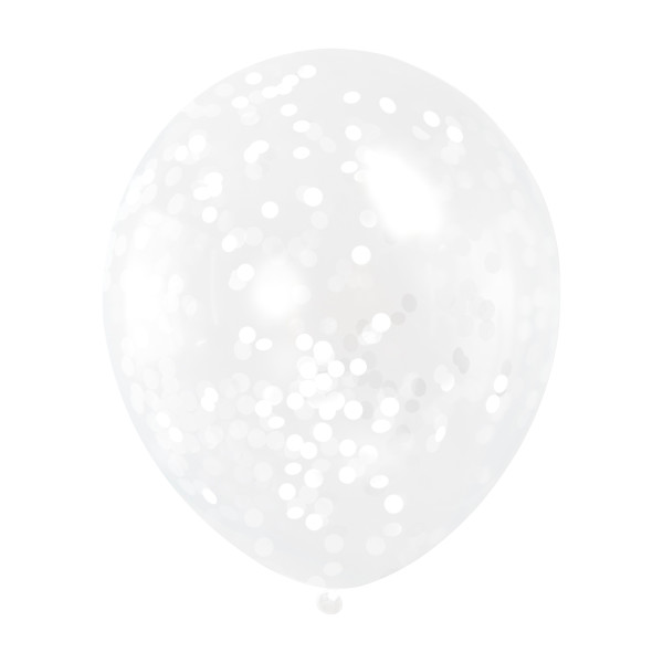 Clear Latex Balloons with White Confetti 12", 6ct