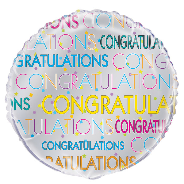Bright Starburst Congratulations Round Foil Balloon 18", Packaged