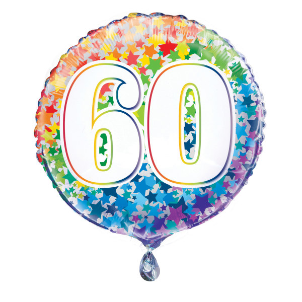 Unique 18" Rainbow Stars Age 60 Pkt - 55786*