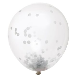Clear Latex Balloons with Silver Confetti 12", 6ct