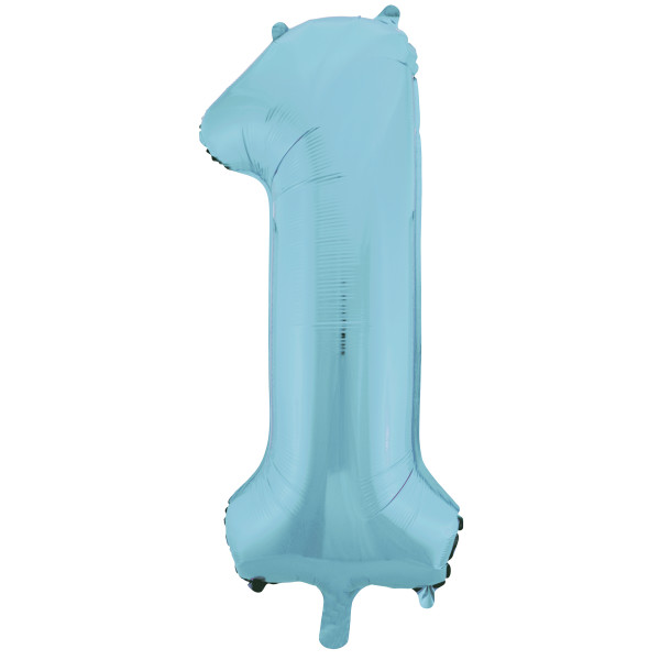 Powder Blue Number 1 Shaped Foil Balloon 34"