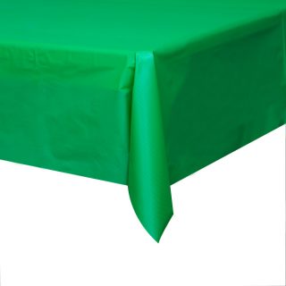 Emerald Green Solid Rectangular Plastic Table Cover, 54" x 108" - Short Fold