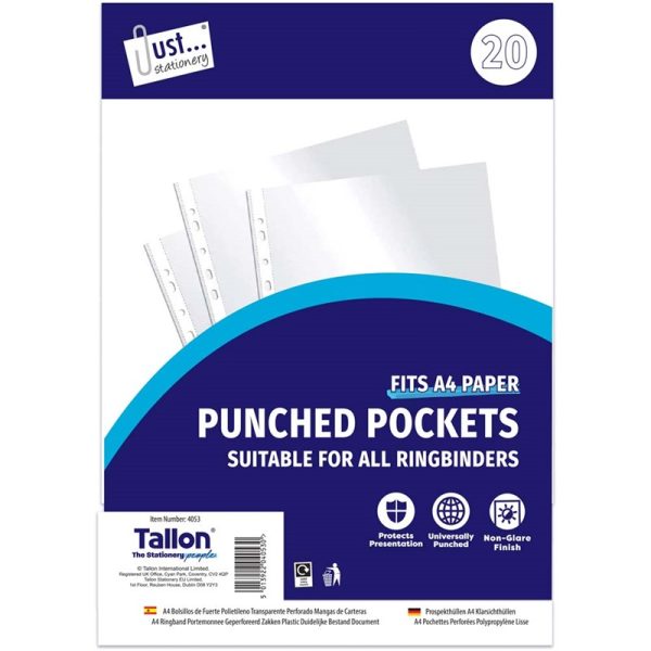 20 Clear plastic Punched pockets - 4053/48