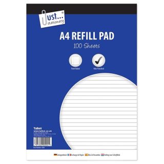 A4 lined Refill Pad 100 Sheet Side bound
