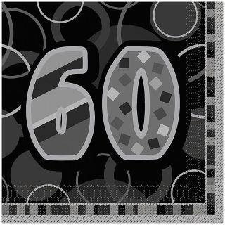 Black/Silver Glitz - 60 -  Napkin - 28483