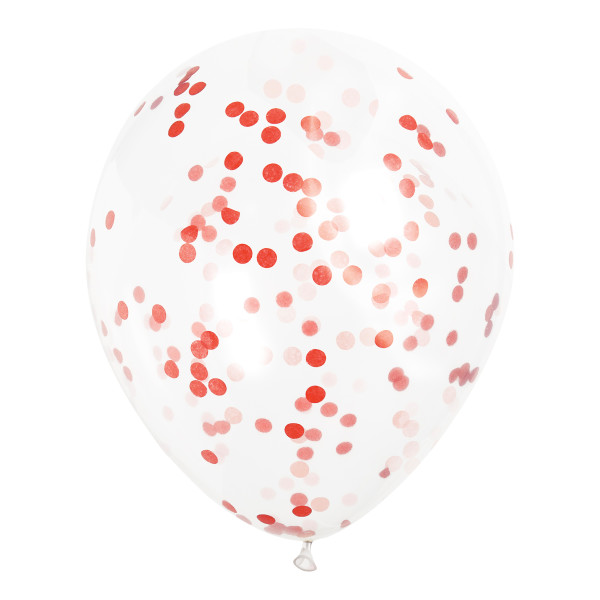 Clear Latex Balloons with Ruby Red Confetti 12", 6ct