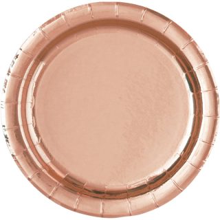 Rose Gold Foil Round 9" Dinner Plates, 8ct - Foil Board