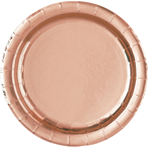 Rose Gold Foil Round 9" Dinner Plates, 8ct - Foil Board