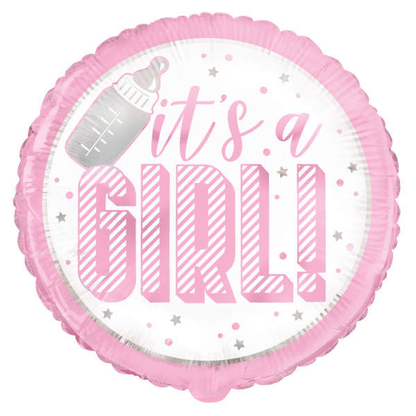 Unique - Pink "It’s a Girl" Foil Balloon 18", Packaged - 56763