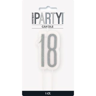 Birthday Black Glitz Number 18 Numeral Candle