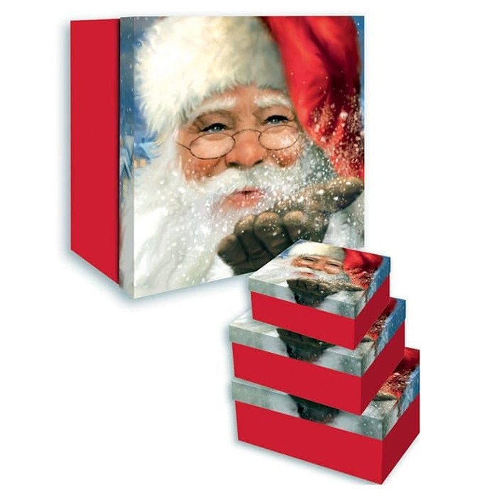 XMAS 3 NESTED BOXES TRAD SANTA - XAKGB604*