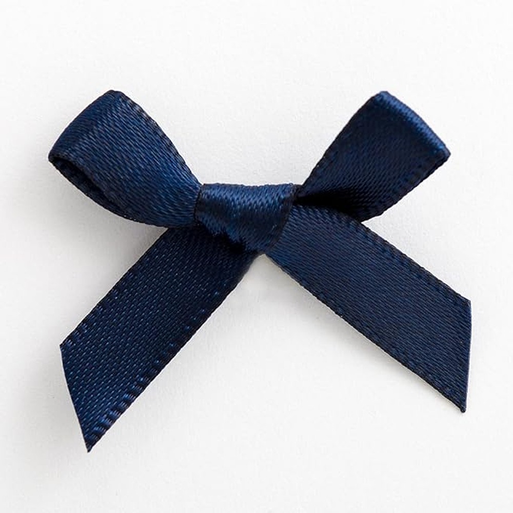Navy Satin Ribbon Bows - 3cm - 100ct - 7924