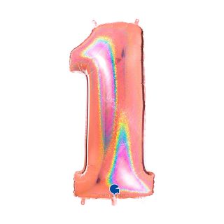 Grabo  40" Glitter Holographic Rose Gold Number 1 Pkt -  831GHRG