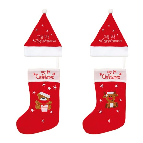 1 CT 36cm Red Baby Hat and Stocking Reindeer - Teddy Bear - AC221594R*
