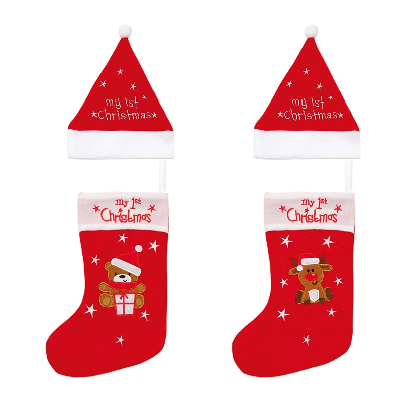 1 CT 36cm Red Baby Hat and Stocking Reindeer - Teddy Bear - AC221594R