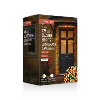 5.5mtr 426 LED Lit Door Cluster Garland - Amber, WW, Orange, Green LEDs - AL251118