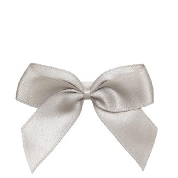 Silver Satin Self Adhesive Ribbon Bows - 5cm - 12ct - 3800
