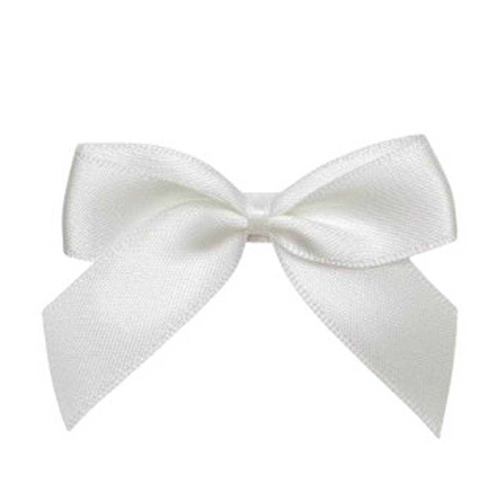 White Satin Self Adhesive Ribbon Bows - 5cm - 12ct - 3801