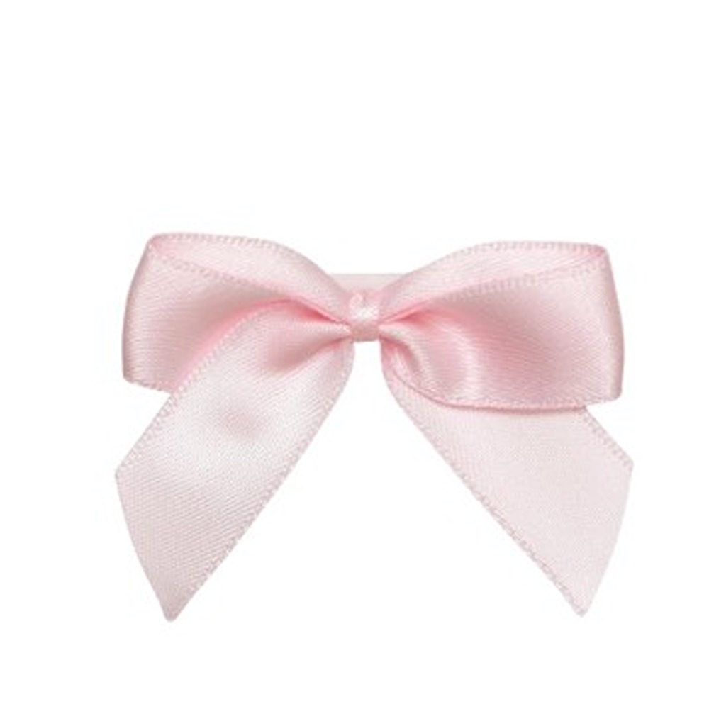 Pale Pink Satin Self Adhesive Ribbon Bows - 5cm - 12ct - 3797