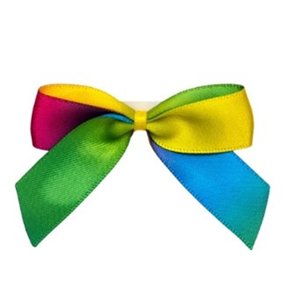 Rainbow Satin Self Adhesive Ribbon Bows - 5cm - 12ct - 6325