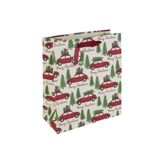 EuroWrap - Xmas Car White Kraft Medium Bag - 12pcs - X-36100-3C