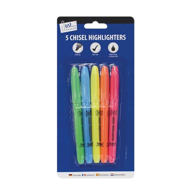 5 Bright chisel tip Highlighters*