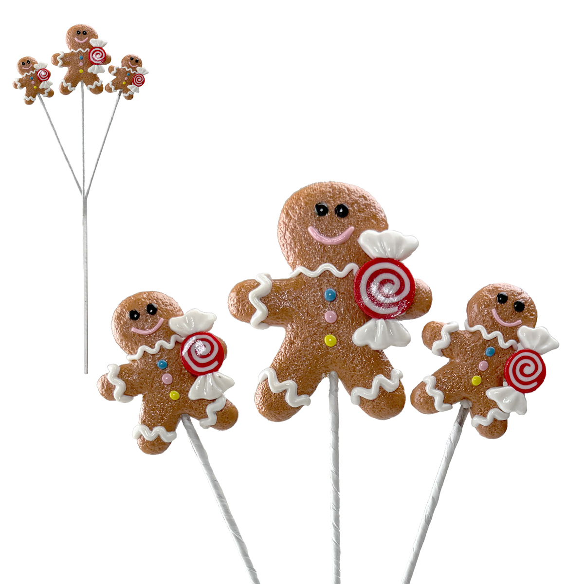 47CM 3 CLAY GINGERBREAD PICK - 60434*