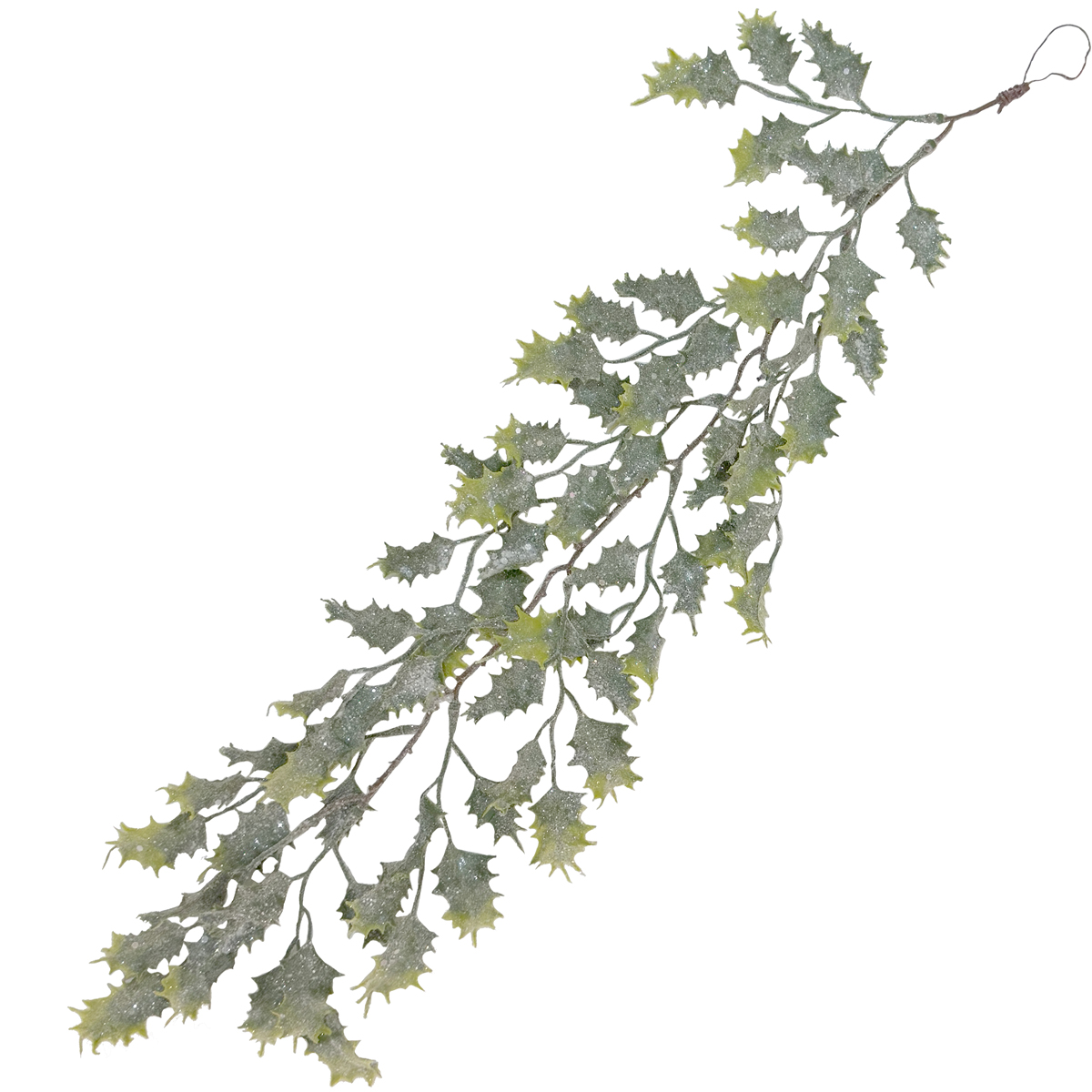 62CM TRAILING FROSTED HOLLY LEAVES - 60554