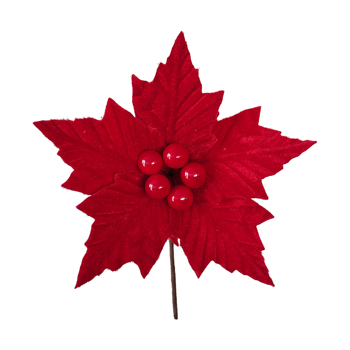 20CM DIA VELVET POINSETTIA PICK RD - 60988