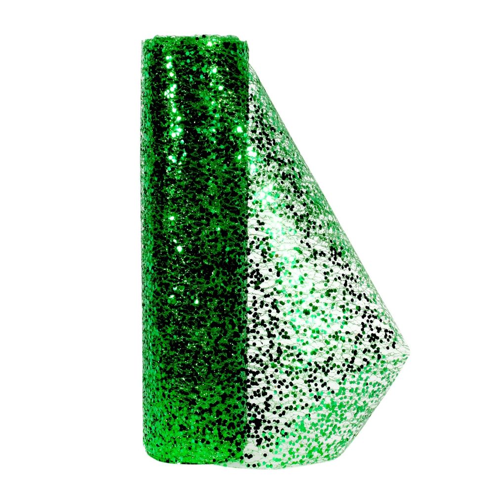 Glitter Mesh ribbon runner 30cm x 5 yards Green