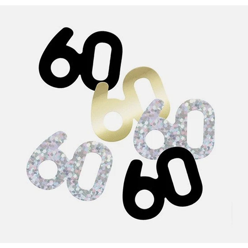 Unique - Birthday Black Glitz 60 Confetti - 80546