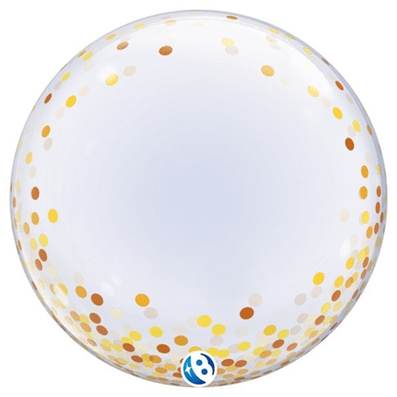 Gold Confetti Printed Deco Bubble - 24" - 00046