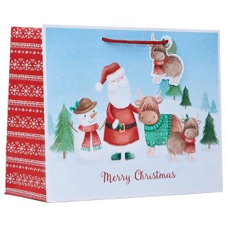 Santa Snow Scene Large Shopper Bag - 6pk - X-619-LS