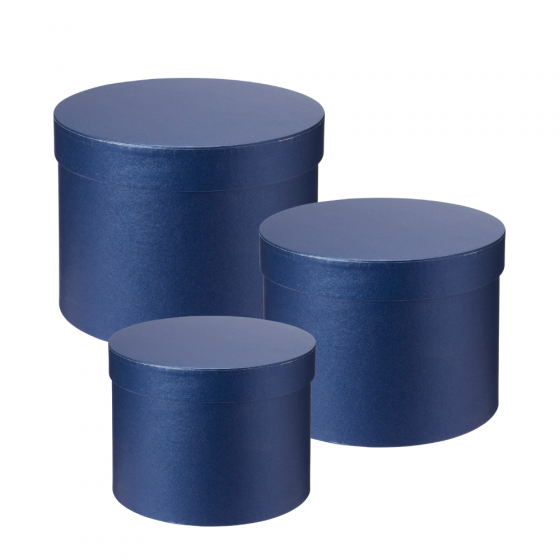 Round Symphony Lined Hat Boxes (Set of 3) Navy - 41-01999