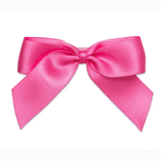 Hot Pink – 5cm Satin Ribbon Bow – (Self Adhesive) – 12 Pack -