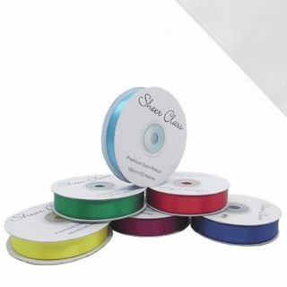 DOUBLE FACE SATIN RIBBON 16mm X 25metres WHITE - 817553