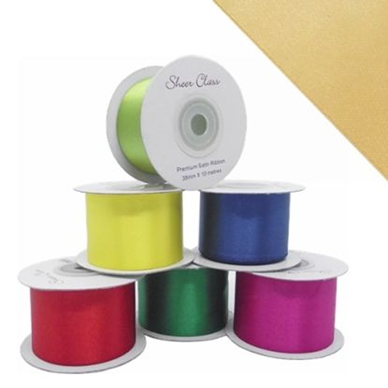 DOUBLE FACE SATIN RIBBON 38mm X 10metres ANTIQUE GOLD - 852448