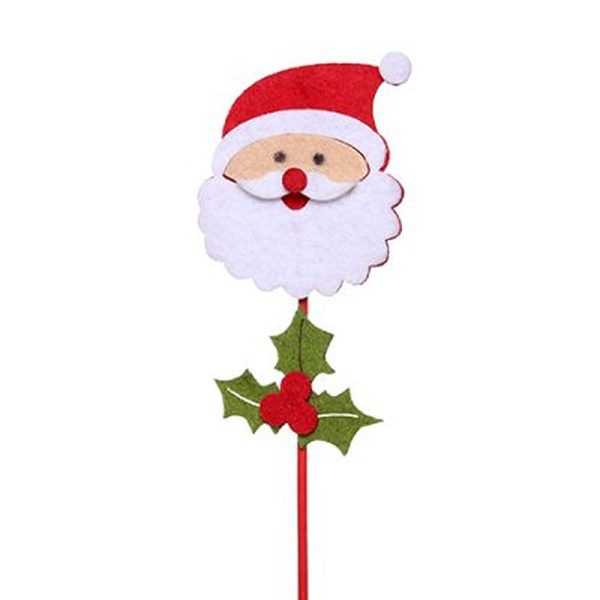 31cm CHRISTMAS WOODEN/FELT SANTA PICK RED/WHITE X 6pcs -