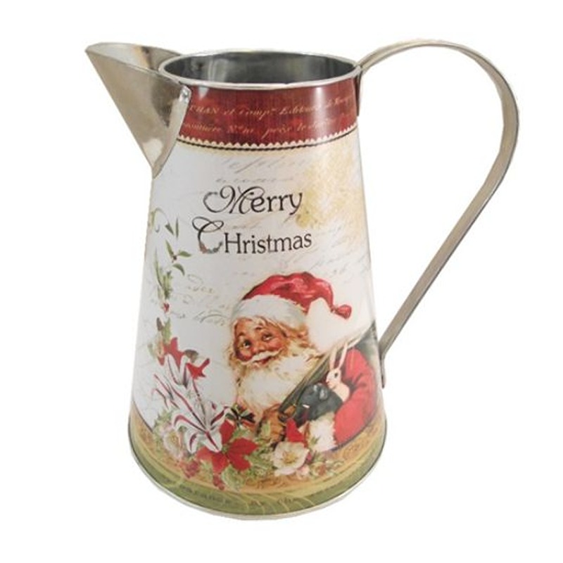 21cm METAL JUG WITH HANDLE - MERRY CHRISTMAS SANTA -
