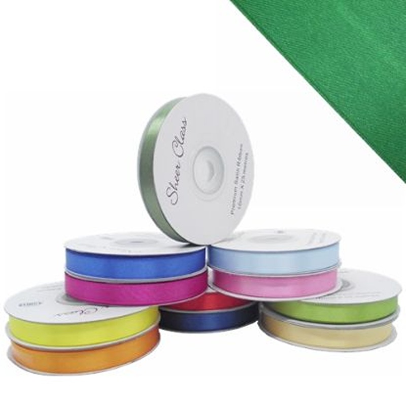 DOUBLE FACE SATIN RIBBON 10mm X 25metres EMERALD GREEN - 003072