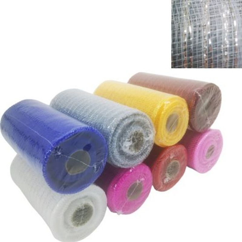 POLY DECO MESH 15cm (6 INCH) X 10yards METALLIC SILVER - 024299