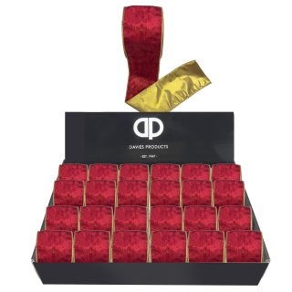 6.7CMX 2.7M VELVET D/FACE WIRED RIBBON DRD/GD - 61120