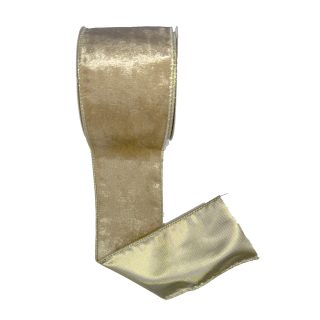 6.7CMX 2.7M VELVET D/FACE WIRED RIBBON GD/GD - 61122