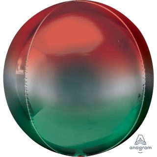 Anagram Ombre Red & Green Orbz Packaged Foil Balloons 15"/38cm w x 16"/40cm h G20*