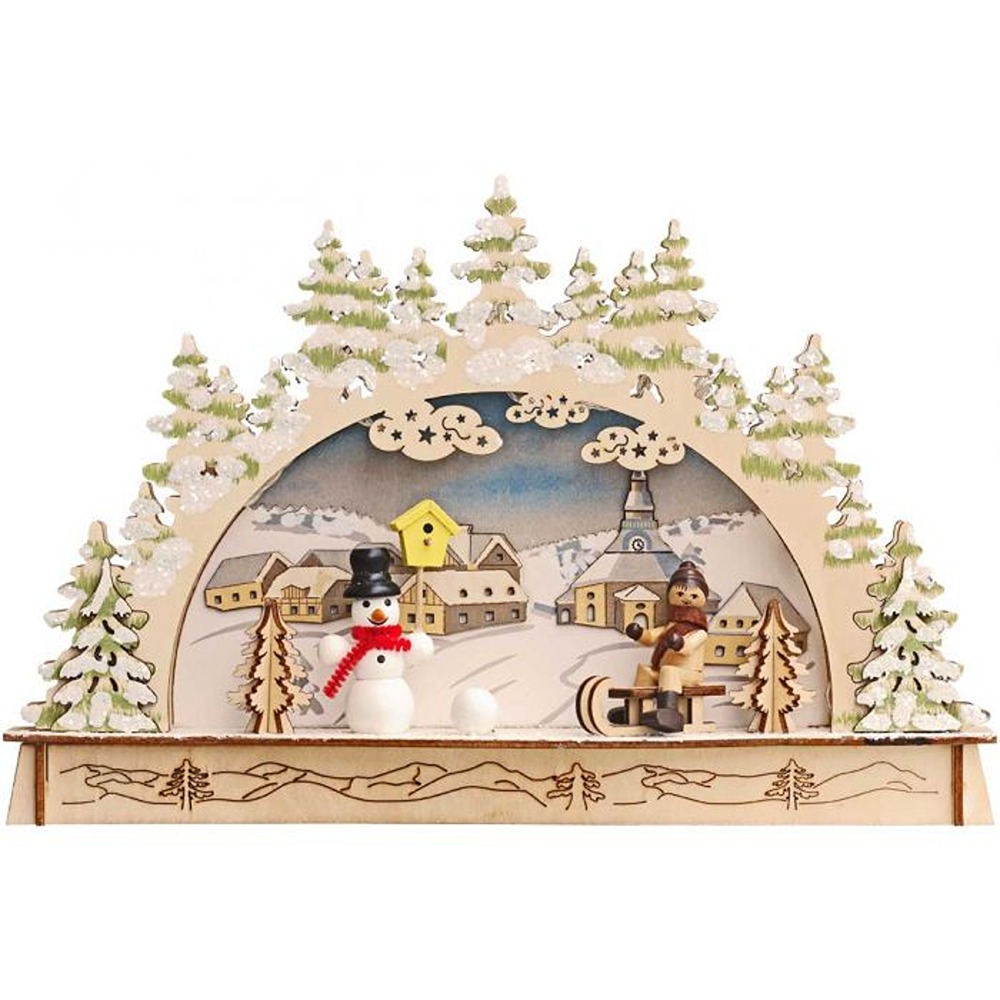 Wooden Snowman Christmas Scene - 93732-19*