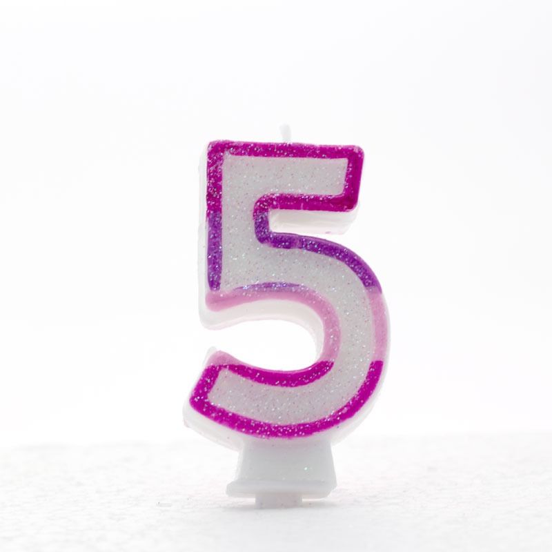 5 Pink Coloured Number Candle Pack of 6*