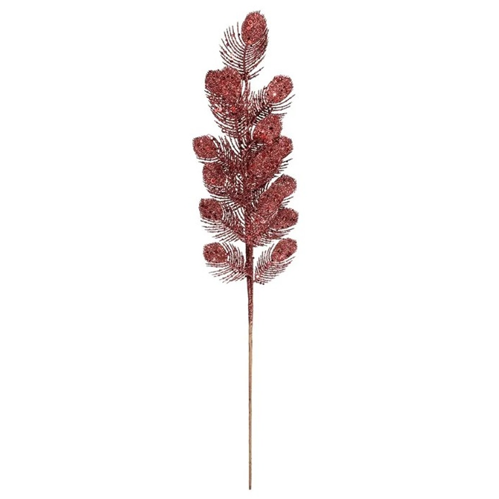 Glitter Feather spray Burgundy - XMA6584*