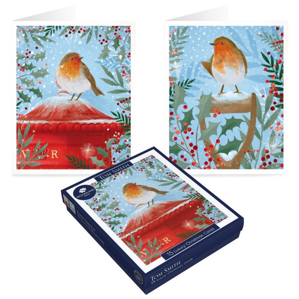 Tom Smith – Luxury Boxed Robin Christmas Cards - XTOMBCC4A402